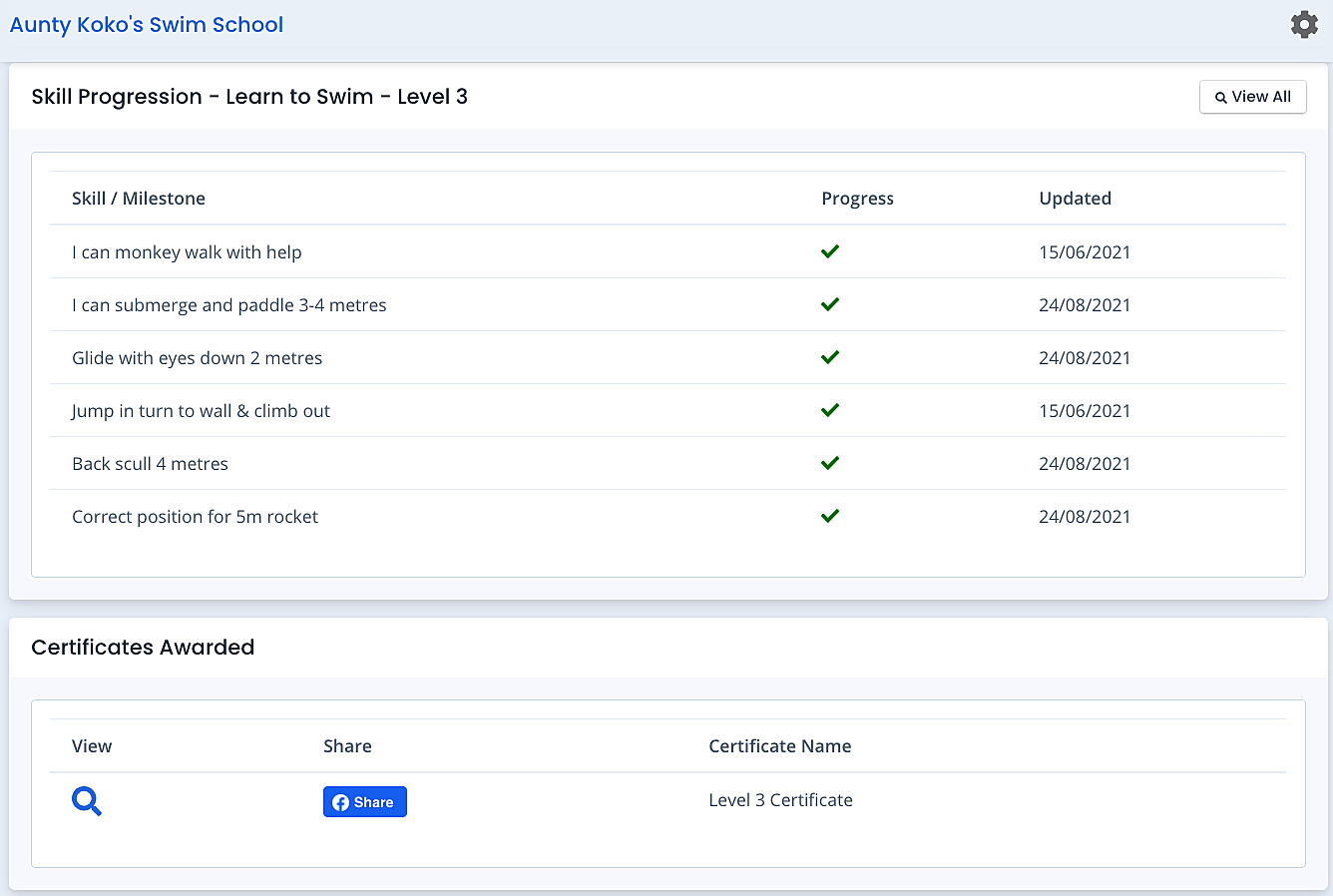 Certificates & Skills - Family Portal