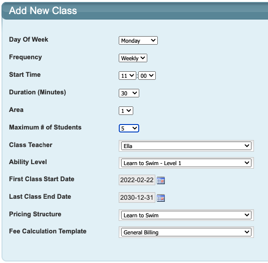 Create Class Create Class