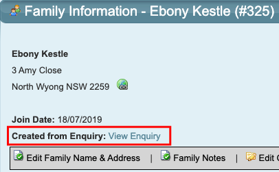 Family Converted from Enquiry