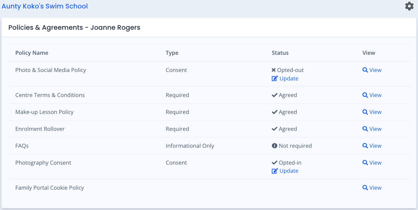 Family Portal - Policies