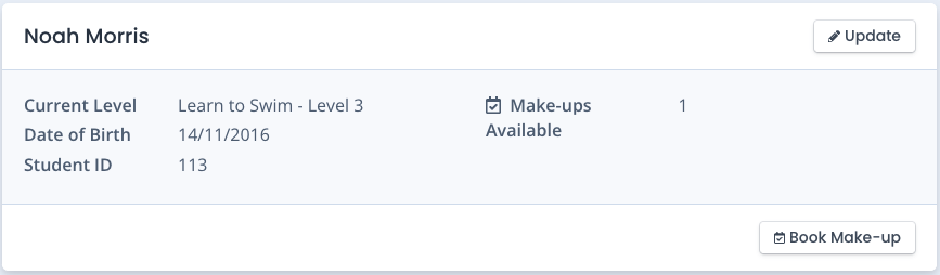 Make-up Class Bookings Make-up Class Bookings