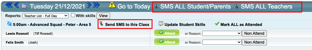 Send an SMS by Class